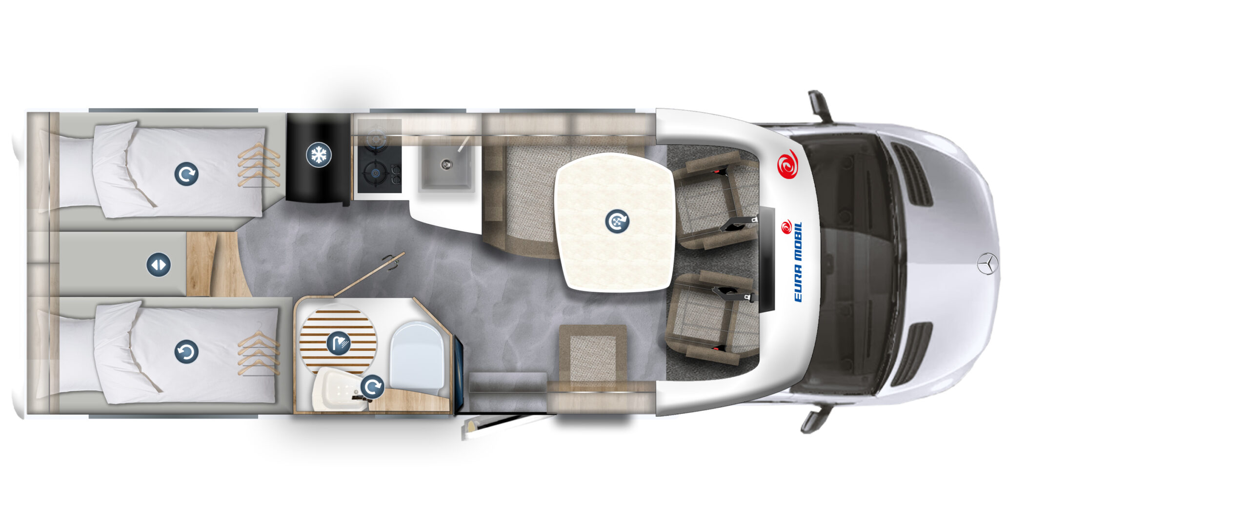 Eura Mobil Profila T auf Mercedes Benz 696 EB Querschnitt